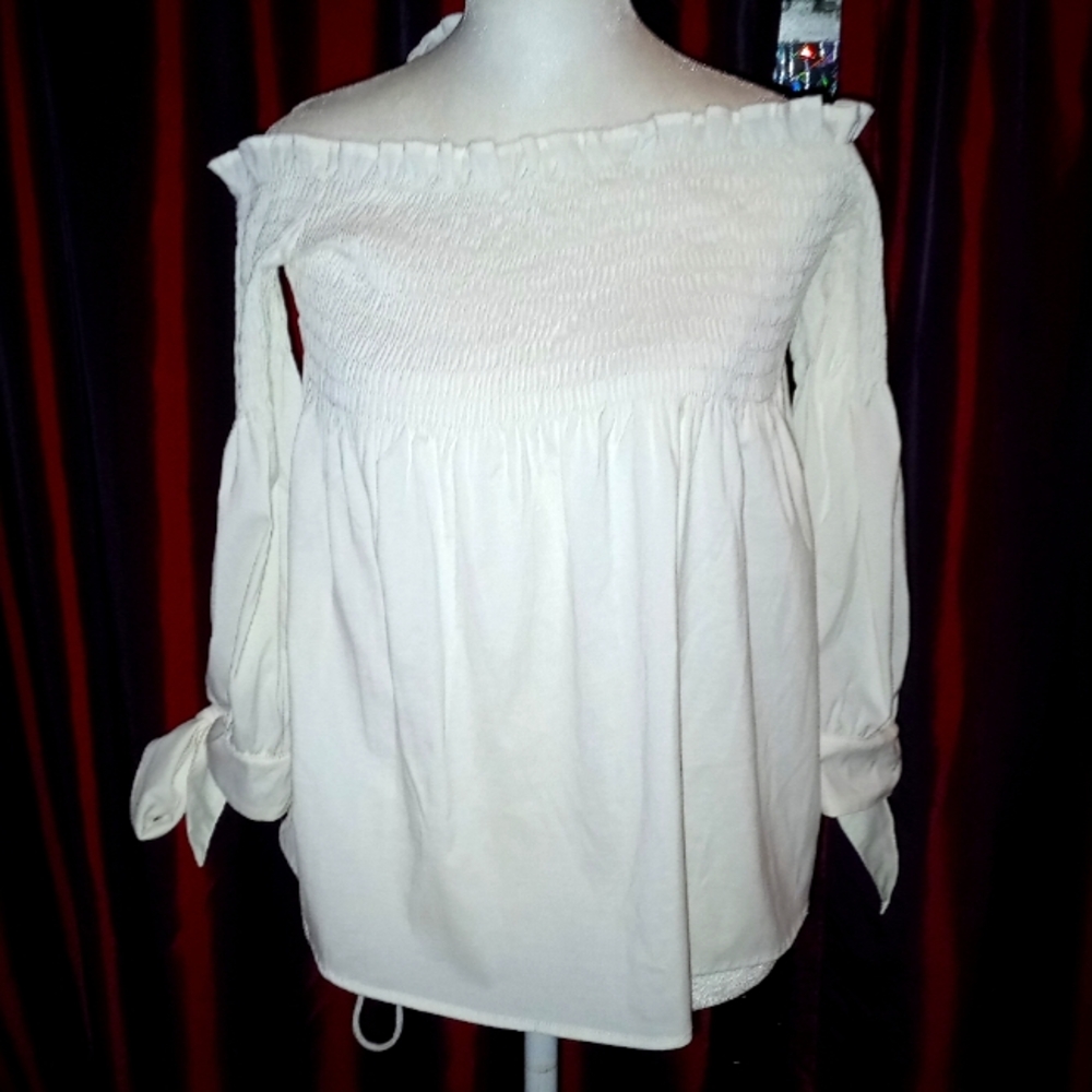 Forever 21 long sleeve off shoulder white blouse medium